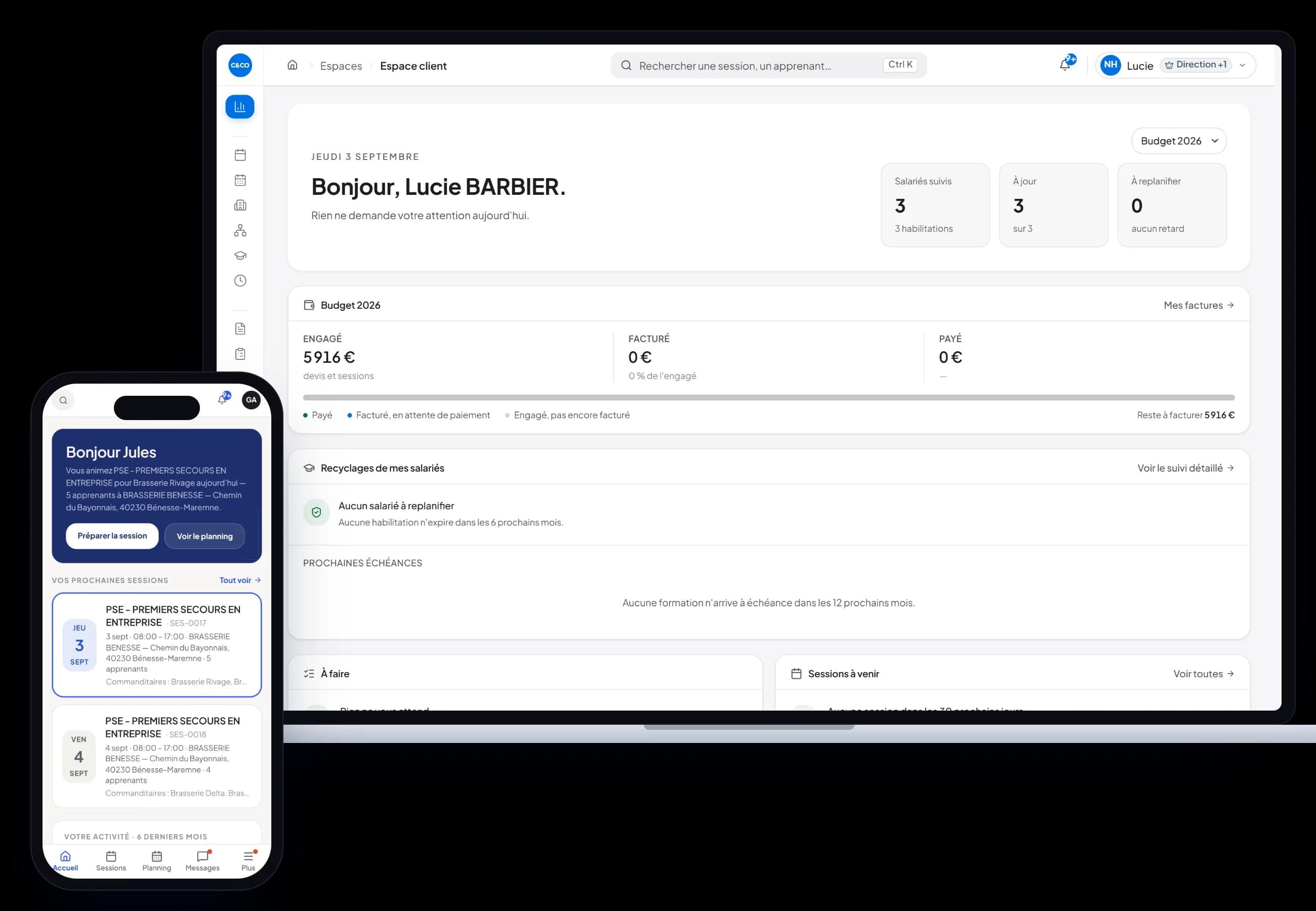 L'extranet sur ordinateur et sur téléphone